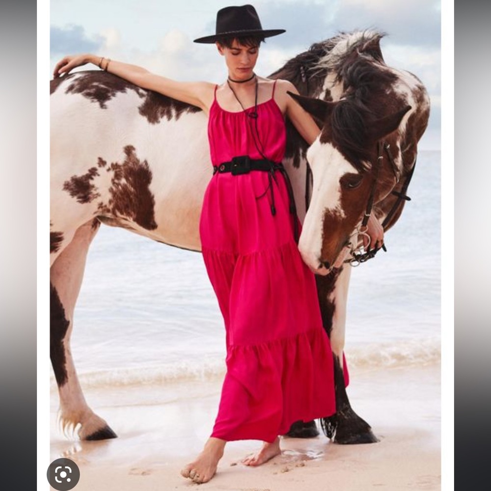 Banana republic Canna silk dress in neon pink passion
